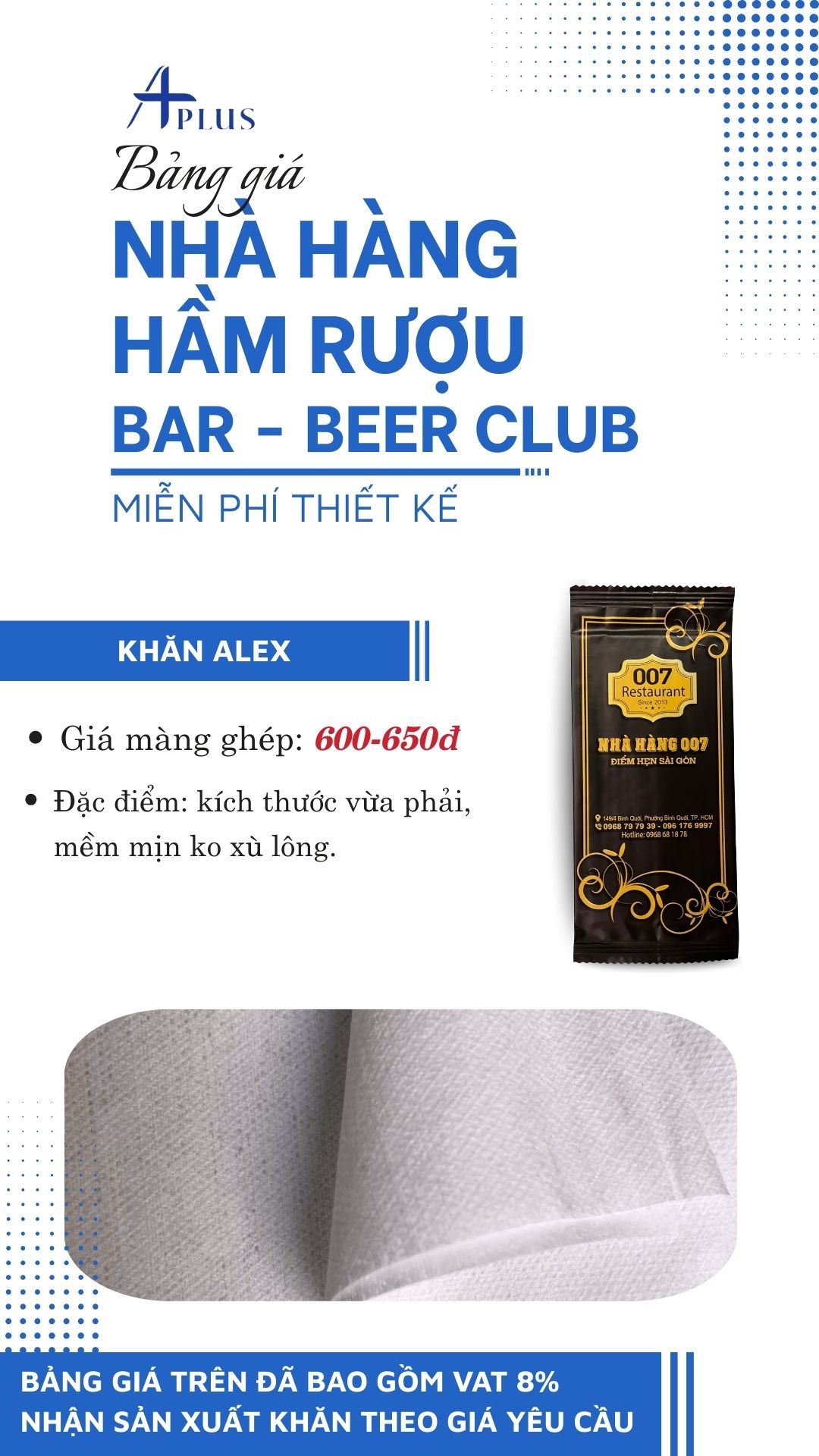 bảng giá khăn lạnh nhà hàng karaoke beerclub